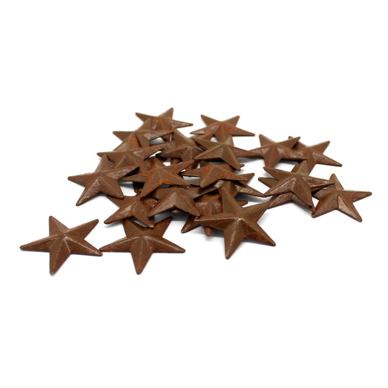 CVHOMEDECO Primitives Rustic Country Dcor Rusty Mini Metal Barn Star Home Decorative Accents 1Inch Set of 24