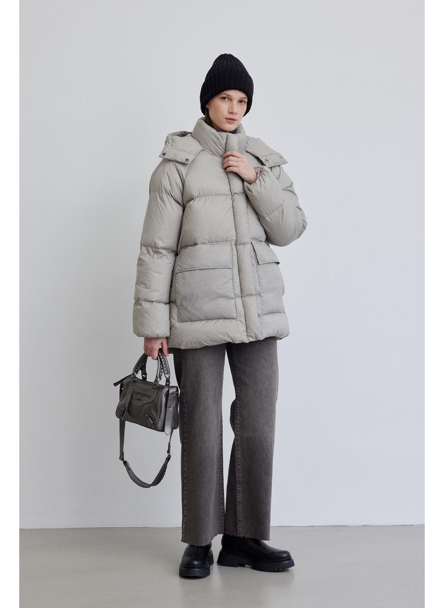 Manuka - Oversize Pocketed Puffer Jacket Stone - Image 1