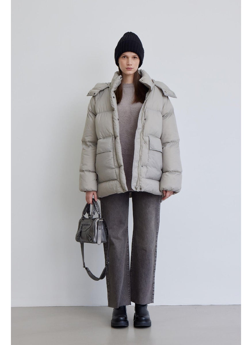 Manuka - Oversize Pocketed Puffer Jacket Stone - Image 1