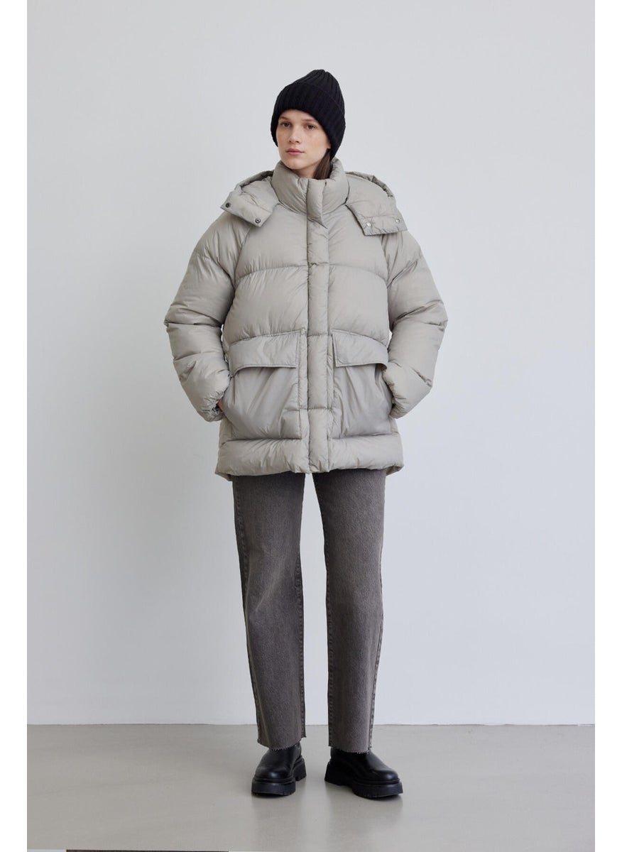 Manuka - Oversize Pocketed Puffer Jacket Stone - Image 1