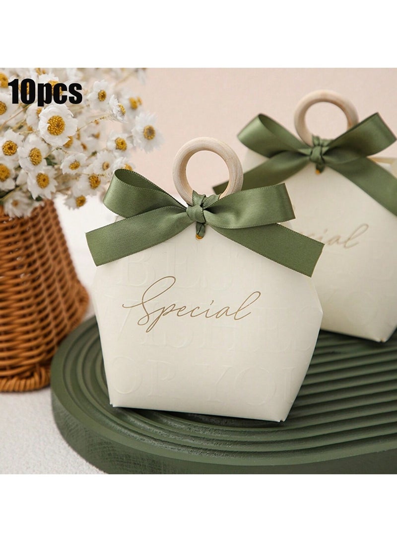 Gift Favor Boxes for graduation, engagement, and birthday occasions – decorated with a cute ribbon – set of 10 boxes. - Image 1