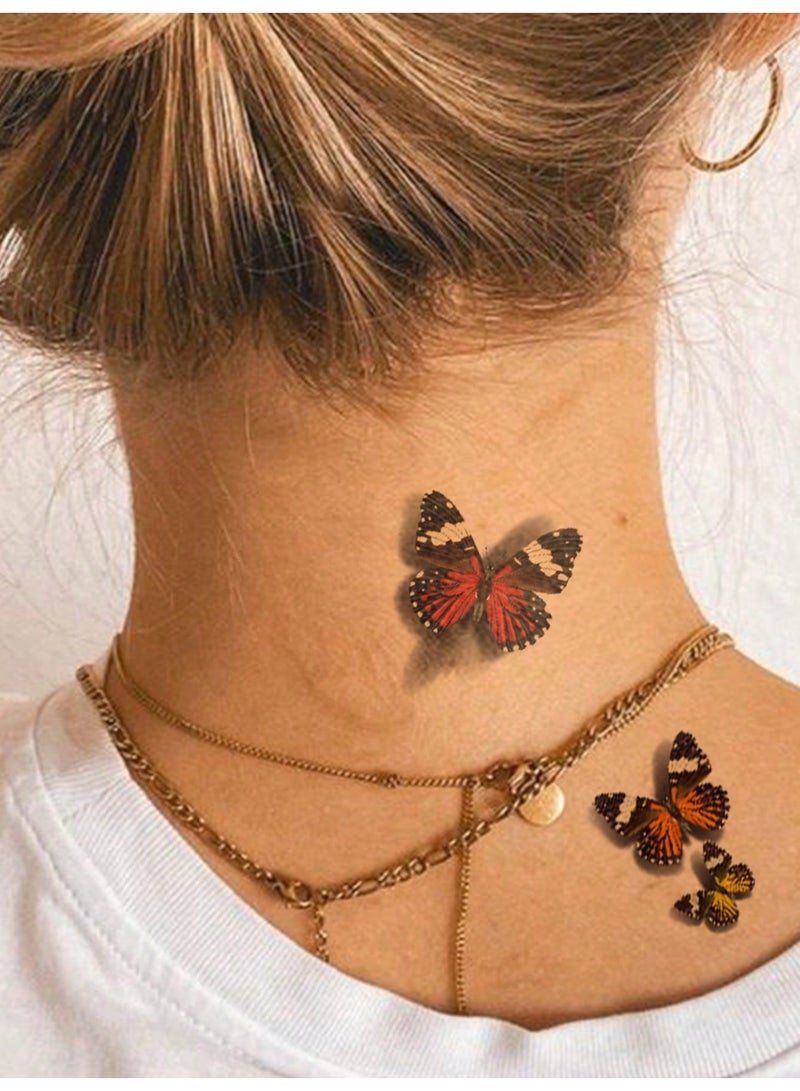 ميأميأ 4 قطع من ملصقات الوشم المؤقتة الكبيرة للنساء، وشم مؤقت بتصميم ثلاثي الأبعاد، يشتمل على طبعة شفاه حمراء، فراشة، وردة، فراولة، وتوت، يعتمد على قاعدة مائية، يدوم من 2 إلى 5 أيام، يمكن استخدامها على الذراعين، المعصمين، الكتفين، الساقين، الخصر، الرقبة، اليدين، الصدر، الأفخاذ، باللون الأحمر - Image 3