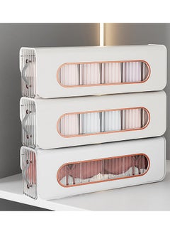 House of Quirk Drawer Underwear Organizer Divider, Wall Mount 6 Cell Drawer Storage Plastic Boxes for Lingerie, Socks, Ties, Organization (Set of 3, C- White/Gold), Clothing