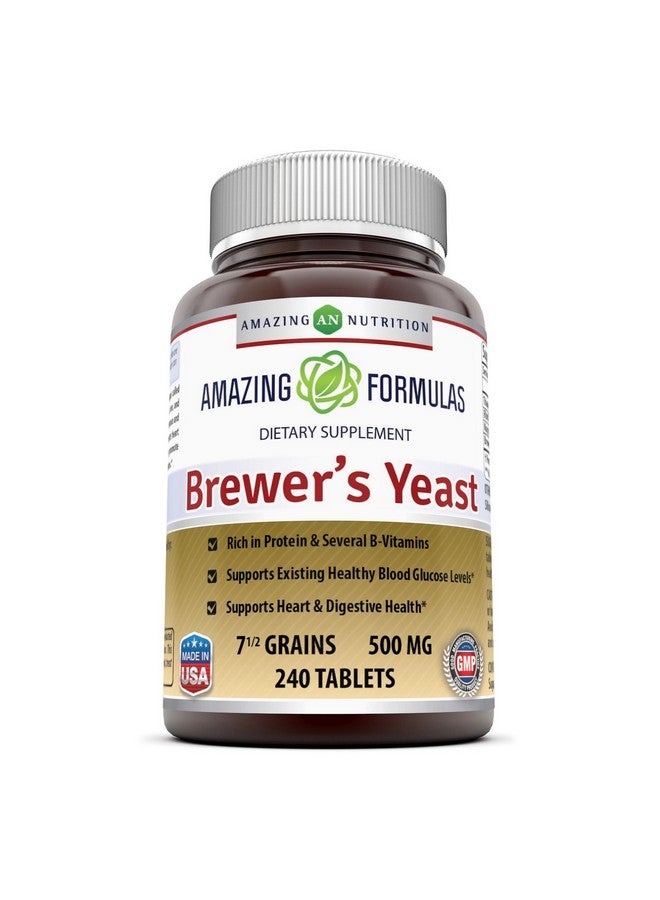 Amazing Nutrition Brewers Yeast Tablets - 7.5 Grain Capsule 500mg 240 Tablets - Supports Healthy Digestion * Promotes Heart Health - Image 1