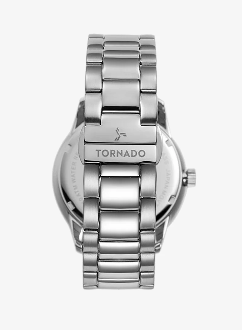 Tornado Green Sunburst Dial Men's  Solid Stainless Steel,Brushed Outer Links, Polished Center Links 3H with day-date Display Watch T23001-SBSG - 43mm mm for Men | Best Price UAE