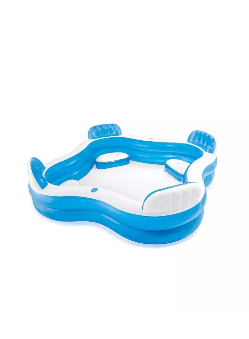 Intex SwimCenter 990L Inflatable Pool with 4 Seats 229x229x66cm - Blue - Image 1