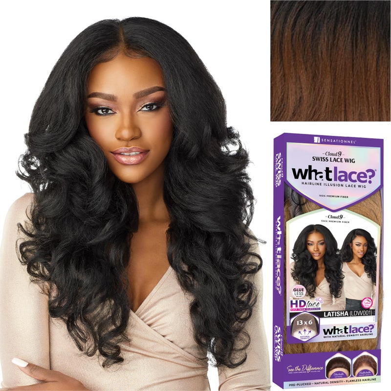 Sensationnel What Lace 13X6 Wigs - Latisha Lacefrontal Hand Tied Glueless Synthetic With Natural Density Preplucked Hairline (T1B/30) - Image 1