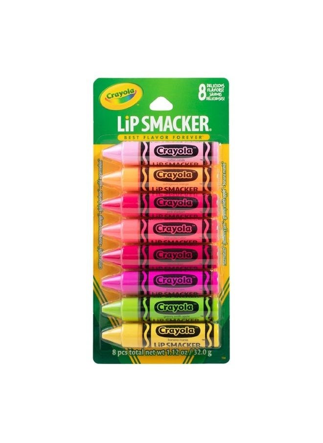 Lip Smacker Crayola Lip Balm Party Pack 8 Count, Cotton Candy, Orange, Sherbert, Watermelon, Berry, Apple, Banana  - Image 1
