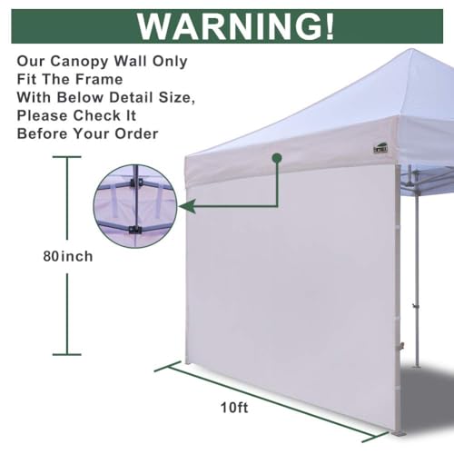 Eurmax USA Instant Canopy SunWall Tent Sidewalls for 10x10 Pop Up Canopy Tent,1 Pack Sidewall Only (White) - Image 3