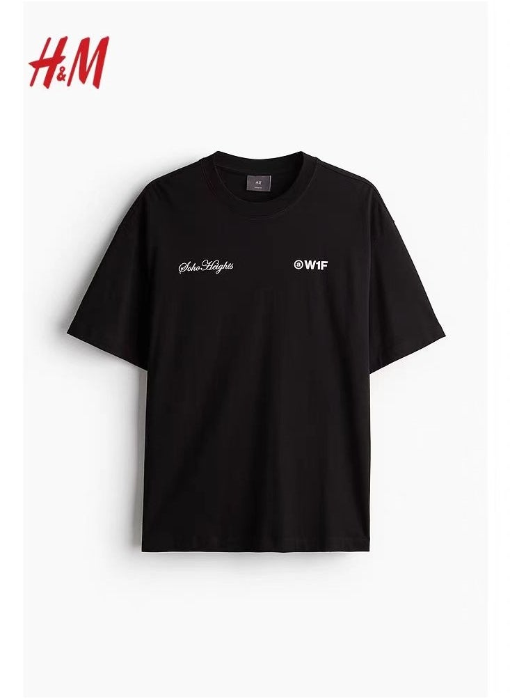 H and M - قميص قطني قصير الأكمام فضفاض غير رسمي جديد من HM - Image 1