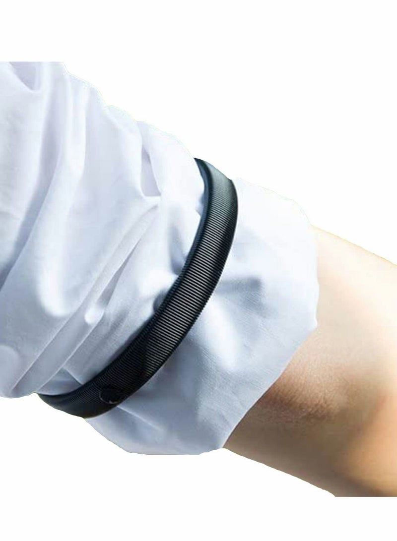 Excefore 2 Pairs Sleeve Garters Anti-Slip Shirt Sleeve Holders Garters Stretch Metal Adjustable One Size Anti-Slip Armbands Sleeve Garters for Women Men Valentines Day Gifts (Black+Silver) - Image 3