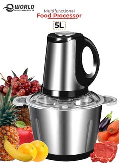 Eworld Electric Meat Chopper and Grinder, Stainless Steel Food Processor for Vegetable and Fruits 5L  - Image 1