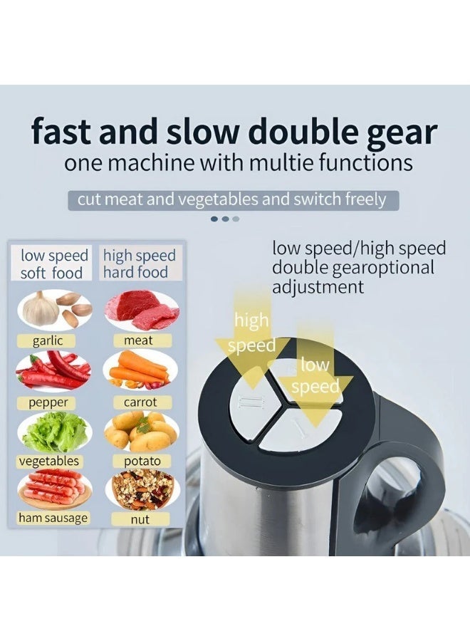 Eworld 5L Electric Meat Chopper & Grinder – 1000W Stainless Steel Food Processor with Dual Speed for Meat, Vegetables & Fruits (220–240V) - Image 2