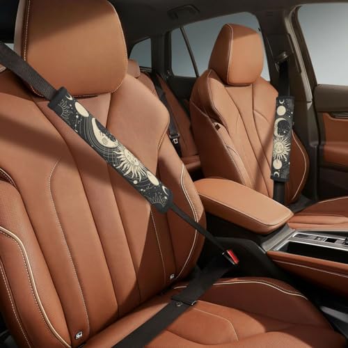 BEIANSHUO Vintage Sun Moon Stars 2PCS Car Seat Belt Cover – Super Soft Seatbelt Shoulder Protection Cushion, Comfortable Car Seat Belt Strap to Protect Your Neck and Shoulder - Image 5
