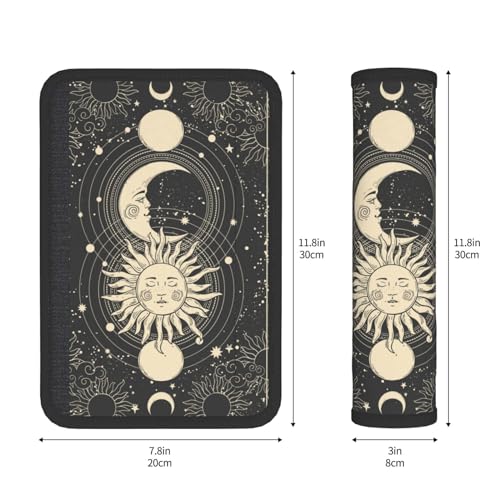 BEIANSHUO Vintage Sun Moon Stars 2PCS Car Seat Belt Cover – Super Soft Seatbelt Shoulder Protection Cushion, Comfortable Car Seat Belt Strap to Protect Your Neck and Shoulder - Image 3