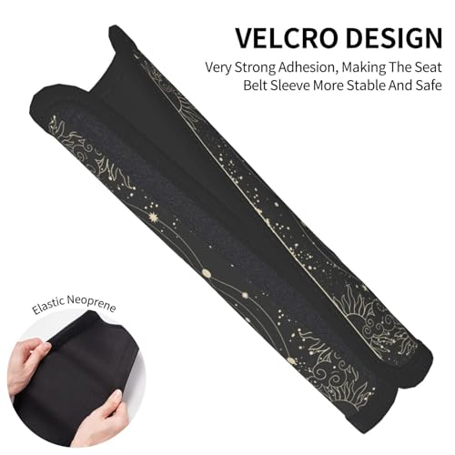 BEIANSHUO Vintage Sun Moon Stars 2PCS Car Seat Belt Cover – Super Soft Seatbelt Shoulder Protection Cushion, Comfortable Car Seat Belt Strap to Protect Your Neck and Shoulder - Image 4