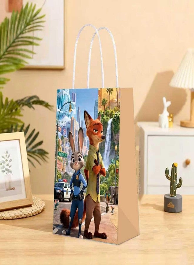 PYFK 12 PCS of Zootopia 2-themed party gift bags. Made of kraft paper and equipped with handles, they are perfect for holding candies, snacks, etc. They are suitable for various festivals and birthday parties. - Image 5