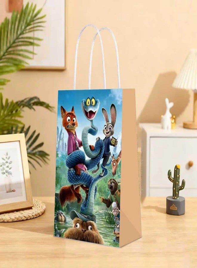 PYFK 12 PCS of Zootopia 2-themed party gift bags. Made of kraft paper and equipped with handles, they are perfect for holding candies, snacks, etc. They are suitable for various festivals and birthday parties. - Image 4