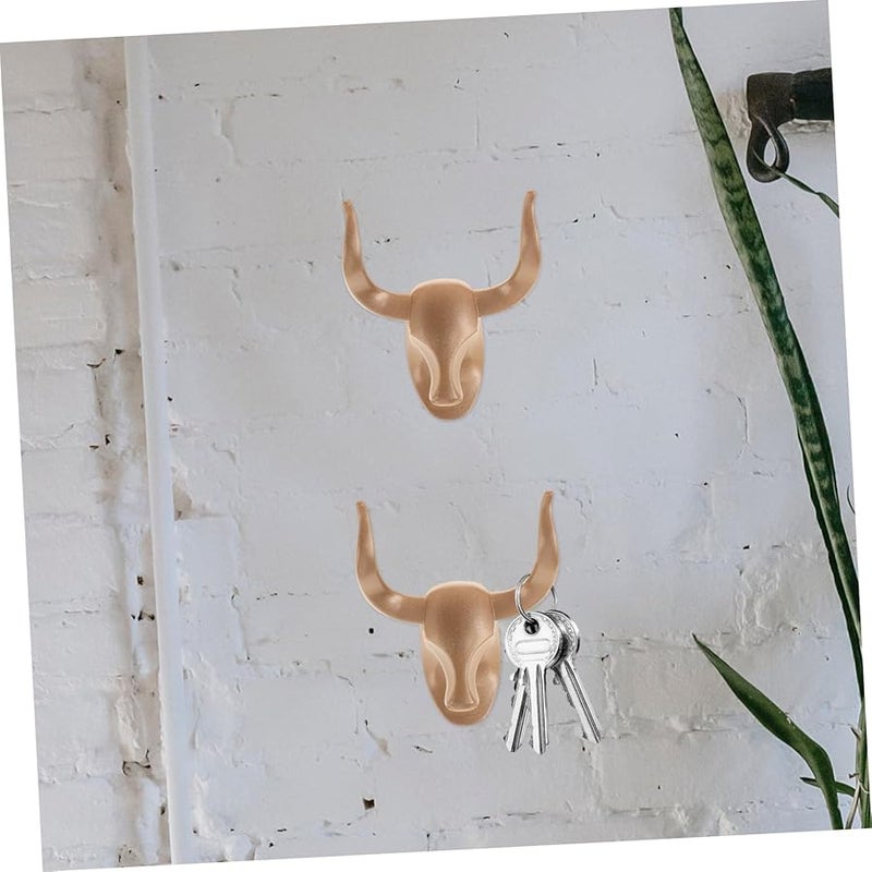 خطاف حائط رأس بقرة من الألومنيوم بأسلوب ريترو، معلق زخرفي بدون حفر للتثبيت لتخزين المنزل - Image 5