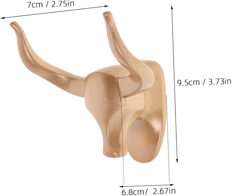 خطاف حائط رأس بقرة من الألومنيوم بأسلوب ريترو، معلق زخرفي بدون حفر للتثبيت لتخزين المنزل - Image 3