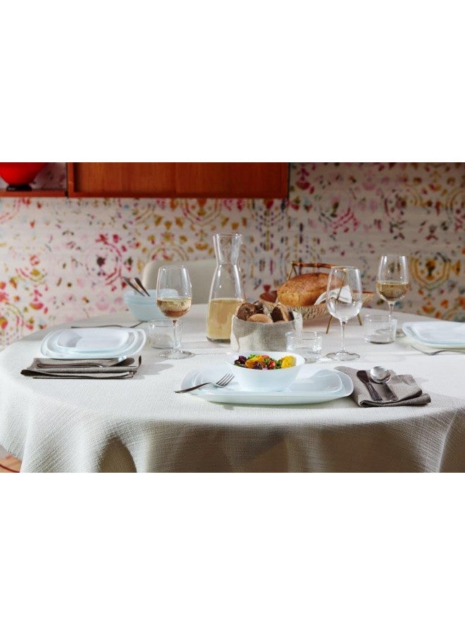 Bormioli Rocco Parma Set Of 6 Appetizer, Salad and Dessert plates, 7.75 Inch Tempered Opal Glass, Clean White, Linear & Curved Design, Dishwasher Safe, Made In Spain. - Image 5