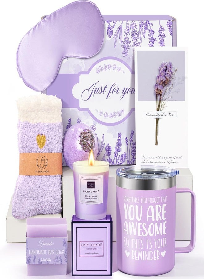 GiftPeak Birthday Gifts for Women Lavender Spa Gift Basket for Women Self Care Relaxing Bath Set Purple Gifts Inspirational Gift for Mom Wife Her Female Sister Teacher Nurse Friends Employee Coworker Spa Gifts - Image 1