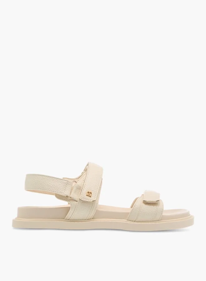 Flora Bella By Shoexpress Womens Textured Strap Sandals With Hook And Loop Closure.