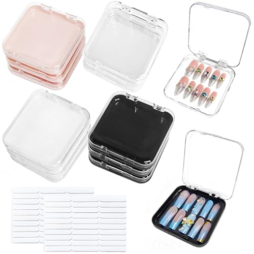 Sawvolker 12 Pcs Press on Nail Packaging Box Press on Nail Storage Box for Press Ons with 60 Pcs Adhesive Double Sided Tape Acrylic Fake Nail Display Box False Nail Organizer Case for Home Salon Use - Image 1