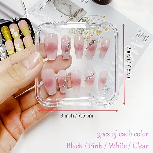 Sawvolker 12 Pcs Press on Nail Packaging Box Press on Nail Storage Box for Press Ons with 60 Pcs Adhesive Double Sided Tape Acrylic Fake Nail Display Box False Nail Organizer Case for Home Salon Use - Image 3