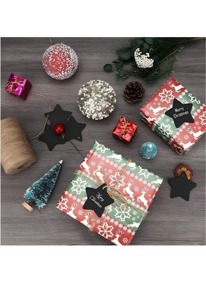 Gift Tags, Kraft Gift Tags with String Attached, 300PCS Kraft Paper Tags Price Tags Star Heart Tags for Arts and Crafts,Wedding and Holiday Gifts Favors Birthdays Parties Eid Events (3 Color) - Image 2