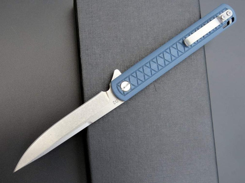Eafengrow EF16 Folding Knife Flipper Ball Bearing Point D2 Blade G10 Handle with Pocket Clip Everday Carry Pocket Knife Liner Lock Camping Tactical Outdoor Multitool (Gray Blue) - Image 4