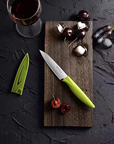 VITUER Paring knife, 4PCS Paring knives (4 Knives and 4 Knife cover), 4 Inch Peeling Knife, Fruit and Vegetable Knife, Ultra Sharp Kitchen Knives, German Steel, PP Plastic Handle - Image 5
