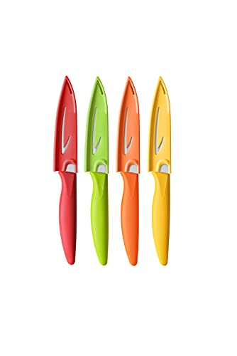 VITUER Paring knife, 4PCS Paring knives (4 Knives and 4 Knife cover), 4 Inch Peeling Knife, Fruit and Vegetable Knife, Ultra Sharp Kitchen Knives, German Steel, PP Plastic Handle - Image 1