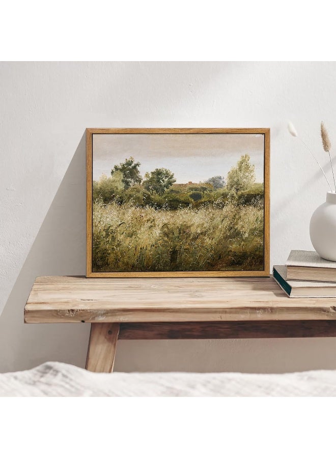 KBKBART Framed Canvas Wall Art, Vintage Meadow Landscape Wall Art Prints, Retro Country Wildflower Field Farmhouse Wall Decor Ready To Hang for Bedroom, Bathroom, Living Room, Kitchen, Vintage Room - Image 4
