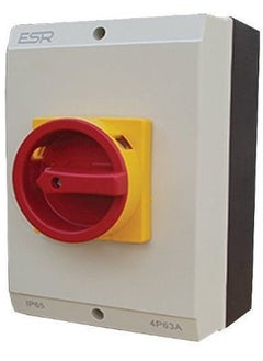Large Electrical Switch Rotary Isolator 4 Pole 63A IP65 Enclosure Surface Mounted Lockable Box 4P 63 Amp E634P