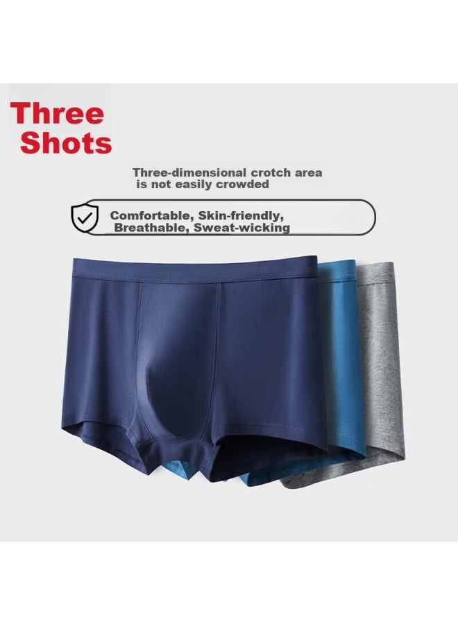 Threegun Men's Underwear Xinjiang Cotton Antibacterial Elastic Breathable Boxer Briefs Men's Flat Angle Underwear 3-pack - Image 2