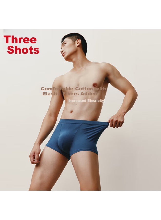 Threegun Men's Underwear Xinjiang Cotton Antibacterial Elastic Breathable Boxer Briefs Men's Flat Angle Underwear 3-pack - Image 5