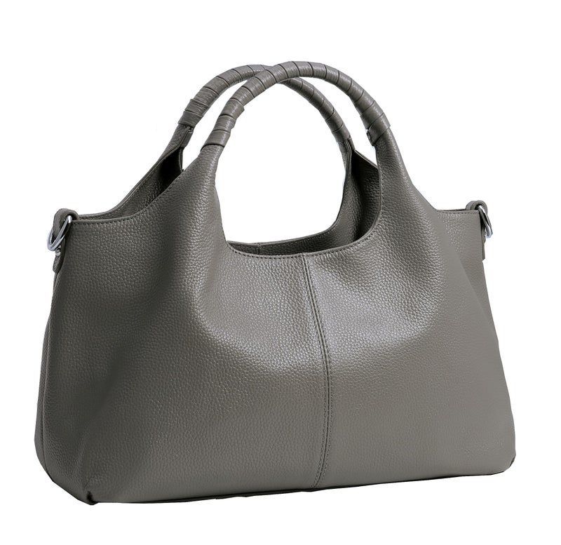 Iswee Genuine Leather Purses for Women Designer Shoulder Bag Gray Crossbody Handbags Top Handle Purse Satchel Bag(Gray) - Image 1
