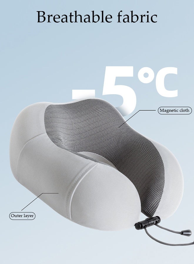 DUNISO Travel Pillow for Airplane Memory Foam Neck Pillow Neck with Storage Carry Bag， Support to Relieve Neck Tension Lightweight Compact Breathable Flight Pillow Comfortable U-shaped Pillow for Airplane Car Office Home Travel Camping - Image 3