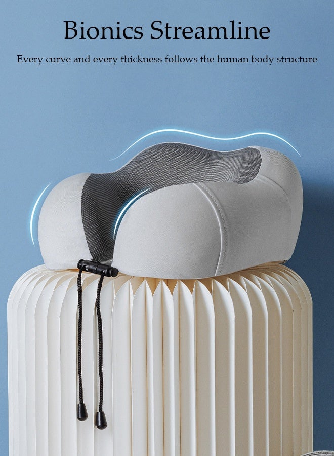 DUNISO Travel Pillow for Airplane Memory Foam Neck Pillow Neck with Storage Carry Bag， Support to Relieve Neck Tension Lightweight Compact Breathable Flight Pillow Comfortable U-shaped Pillow for Airplane Car Office Home Travel Camping - Image 5