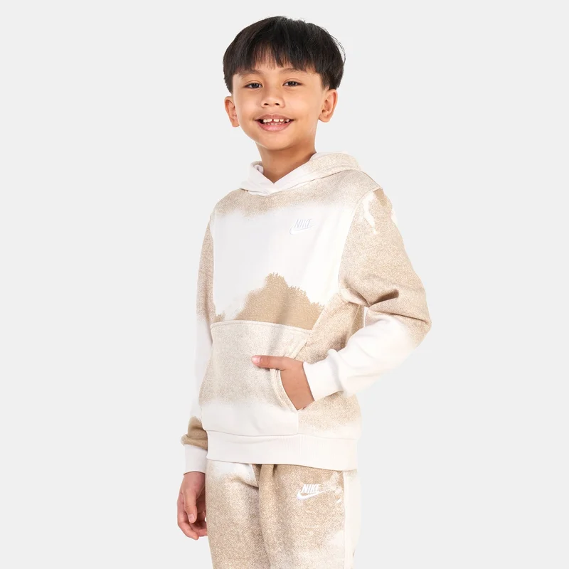 Nike Kids' Club Fleece Washed Allover Print Hoodie