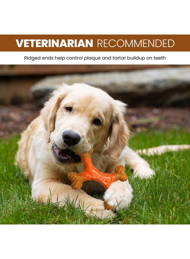 سبوت عظمة الأسنان بام بونز إكس بون - مصنوعة من ألياف الخيزران ومركز مطاطي للتدليك، مضغ متين للعناية بالفم للكلاب التي تمضغ بشكل خفيف والجراء التي تنمو أسنانها أقل من 25 رطلاً، 6 بوصات خالية من المواد المسببة للحساسية بنكهة زبدة الفول السوداني - Image 3