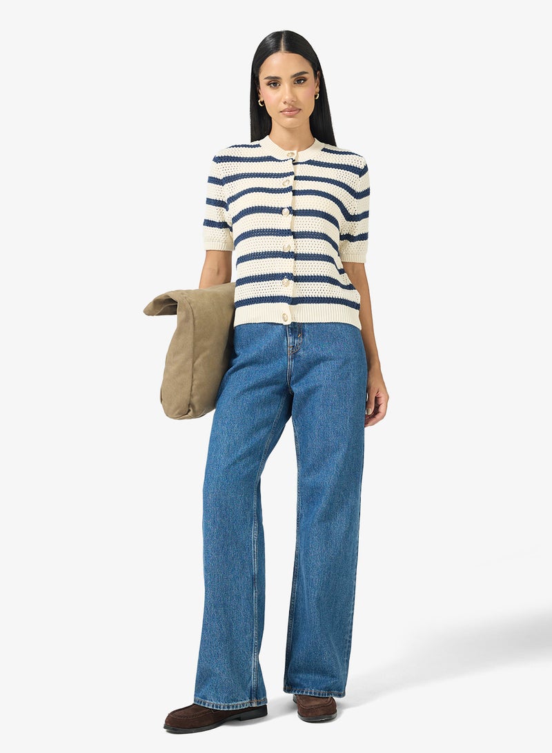 جينجر كنزة صوف مخططة بلمسة ذهبية - Image 4