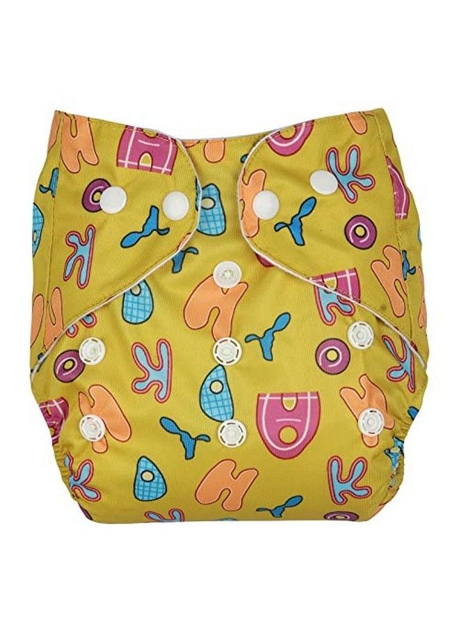 Chinmay Kids - Combo Of Printed Cloth Diaperreusable Washable Adjustable Snap Buttons Cloth Diaper For Babies (0 36 Months) With Wet Free Insert Pads (Pack Of 3) (Greywhiteyellow) - Image 1