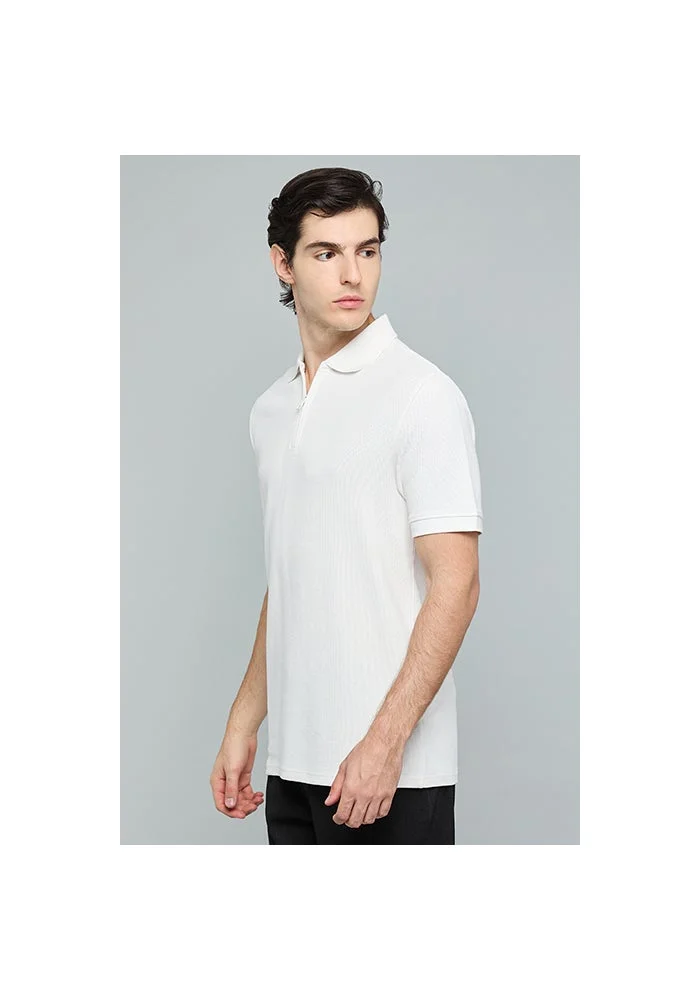 أر أند بي Textured Polo T-Shirt with Short Sleeves
