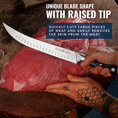 Cutluxe Butcher Knife – 10″ Cimeter Breaking Knife, Razor Sharp Forged High Carbon German Steel, Full Tang Meat Carving Knife, Ergonomic Handle Design – Artisan Series - Image 5