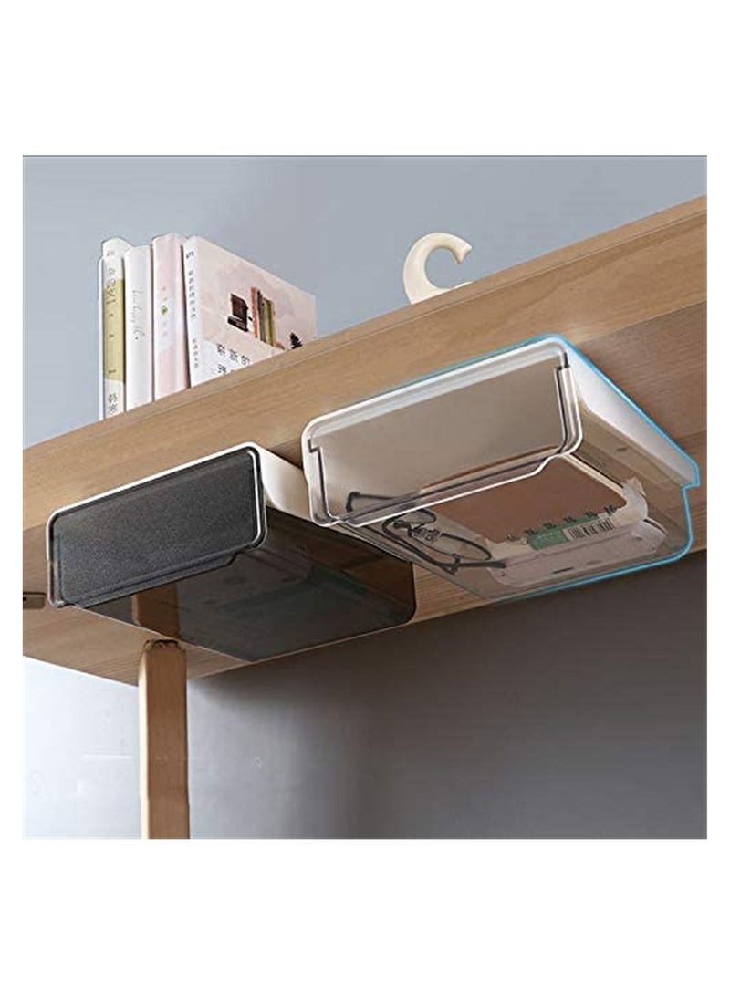 Excefore 1 Self-Adhesive Under Desk Drawer Slide Out, Add Under Desk Drawer, Under Desk Drawer, Office Organizer and Storage Drawer Under Mount Black  - Image 3