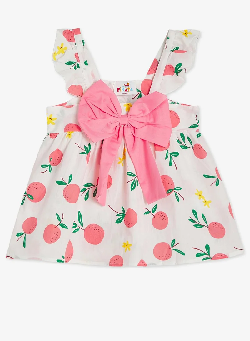 Pinata  Printed Pink Bow Detail Summer Dress for Women | Best Price UAE