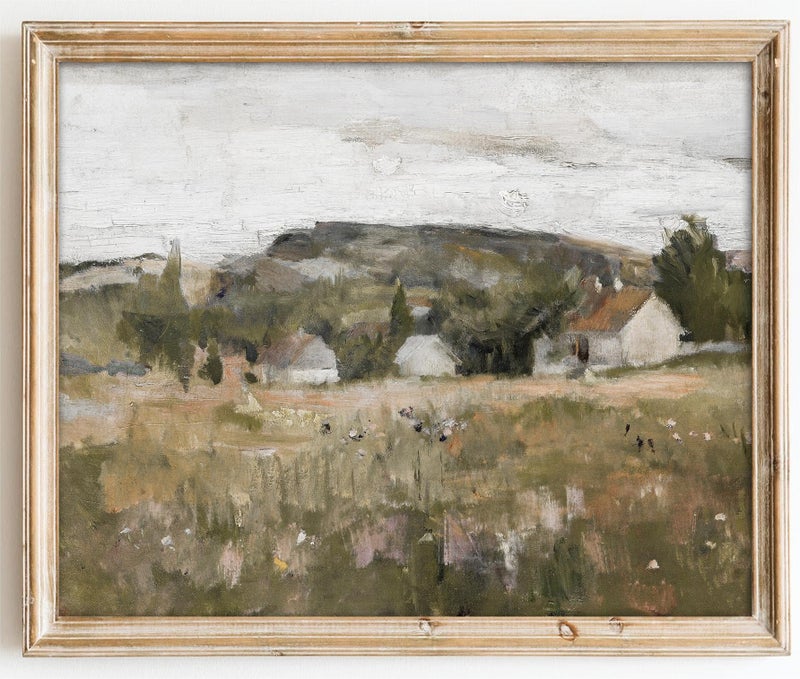 Kizbok Vintage Wall Art for Living Room  Retro Antique Country Scenery Prints for Vintage Room Decor  Vintage Landscape Canvas Painting Pictures for Cozy Bedroom French Decor(8"" x 10""-UNFRAMED) - Image 1