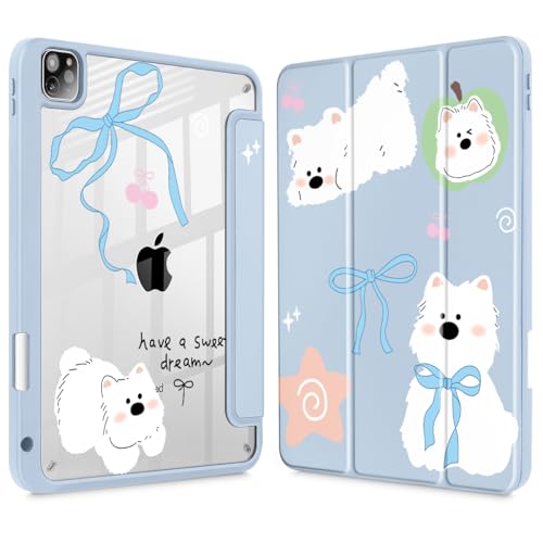 May Chen for iPad Pro 11 inch M2 4th Generation 2022, iPad Pro 11 3rd/2nd/1st Gen, Case with Transparent Shockproof Back Cover [Built-in Pencil Holder, Auto Sleep/Wake, Cute Puppy - Image 1
